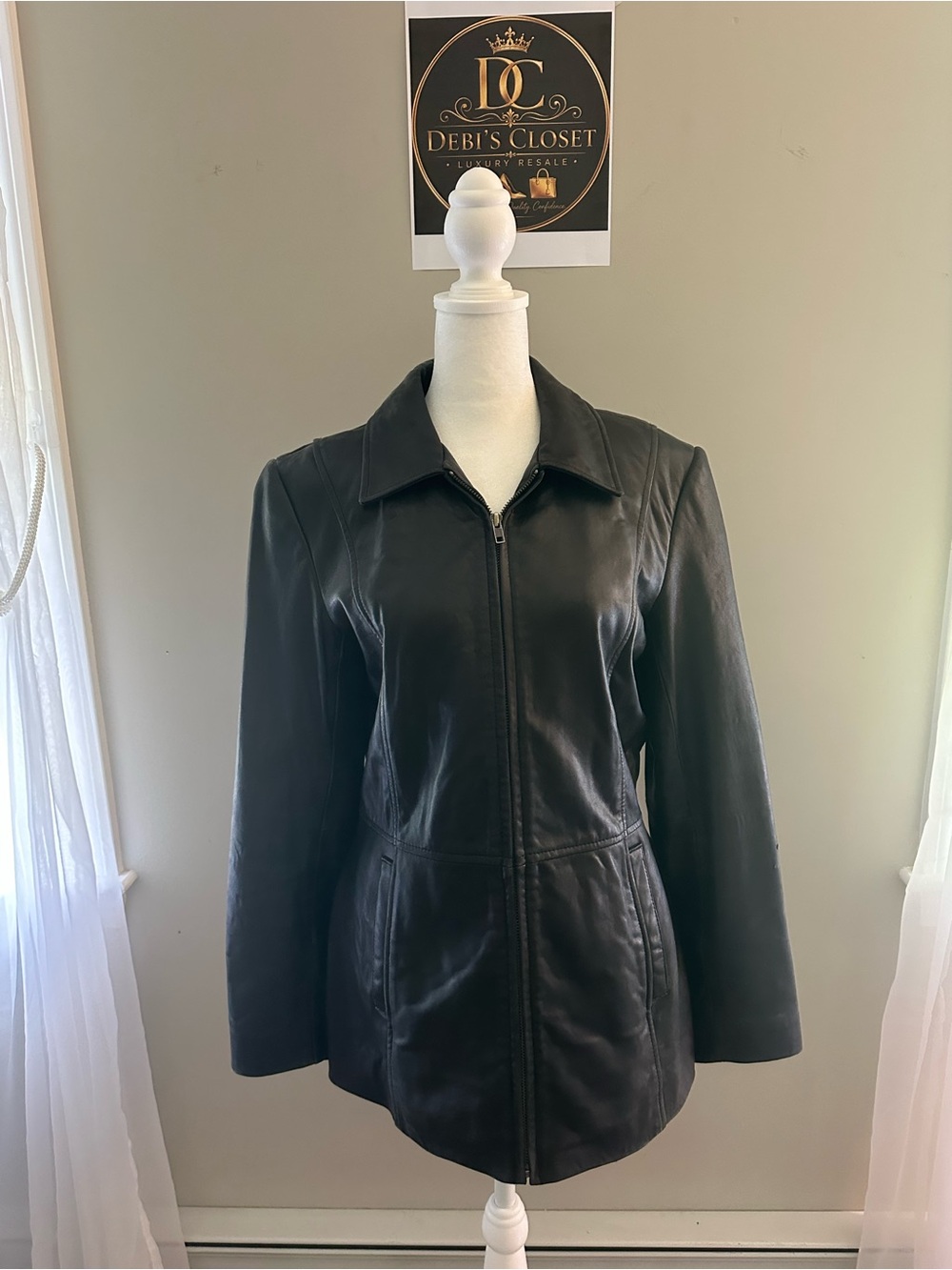 Classic Black Leather Zip-Front Women's Jacket